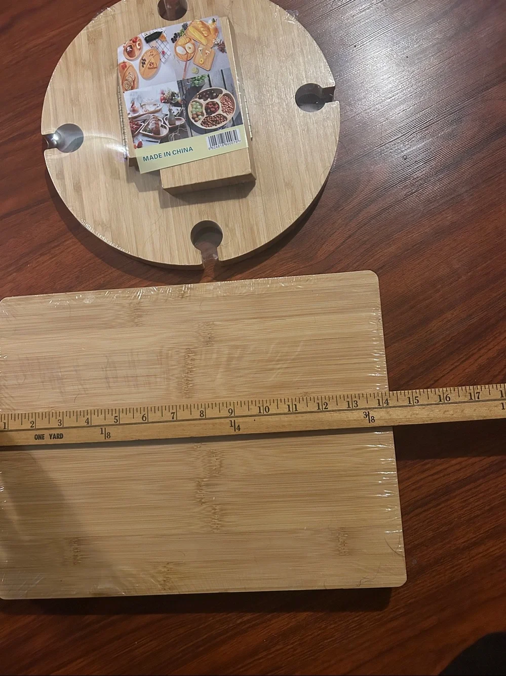 New Bamboo Wine Picnic Table & Charcuterie Boards Bundle of 2 Set